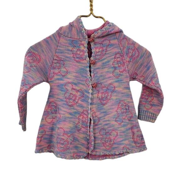 Girls Mickey Mouse Multi Color Knitted Hooded Sweater Size 3T- 4T est - Picture 1 of 6